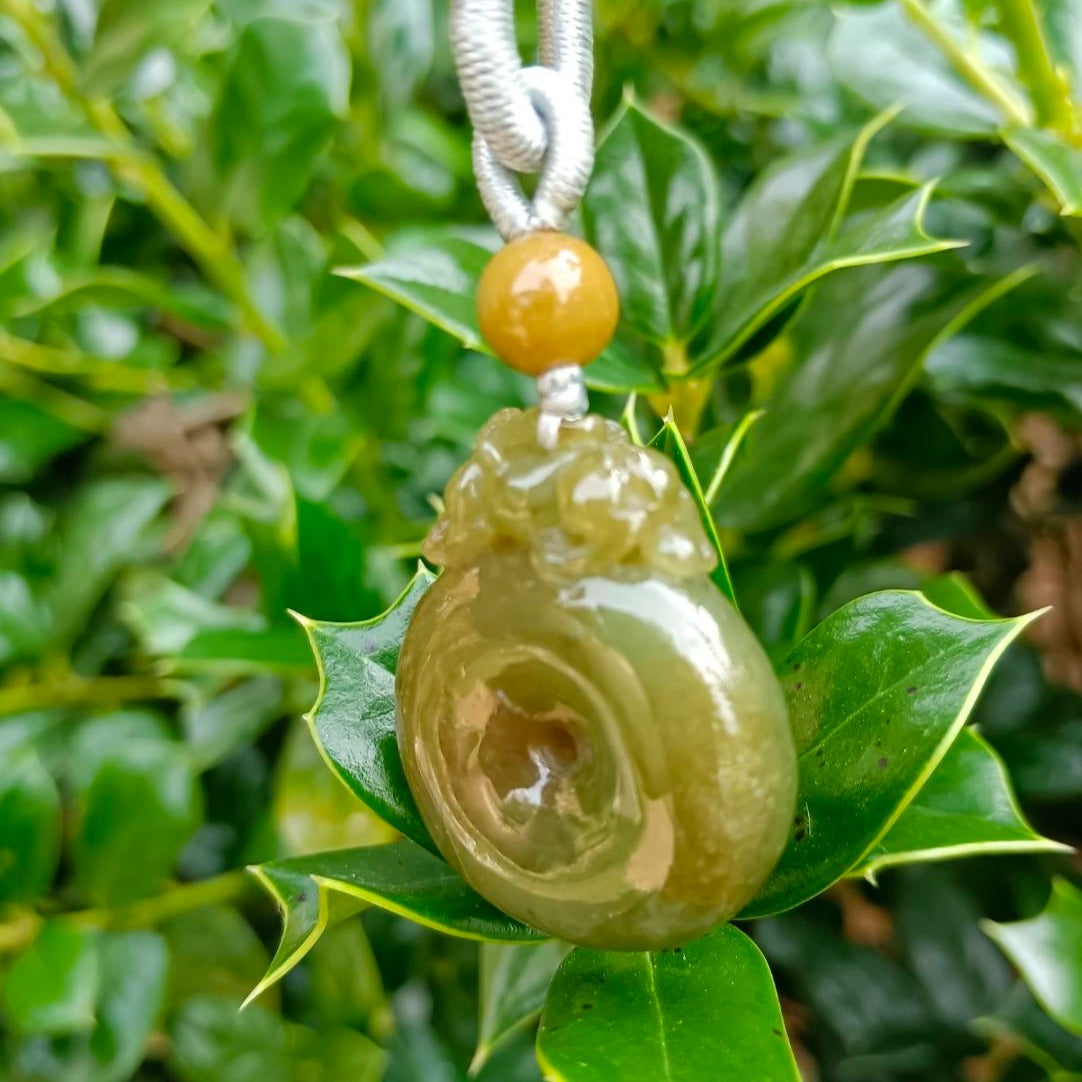 #10 Mason-Kay Certified Natural Yellow Jadeite Jade, Pixiu Peace Pendant