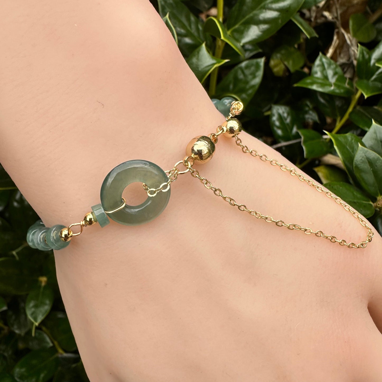 #99 Mason-Kay Certified Translucent Blue Water Guatemala Jadeite Jade Designer's Bead Bracelet