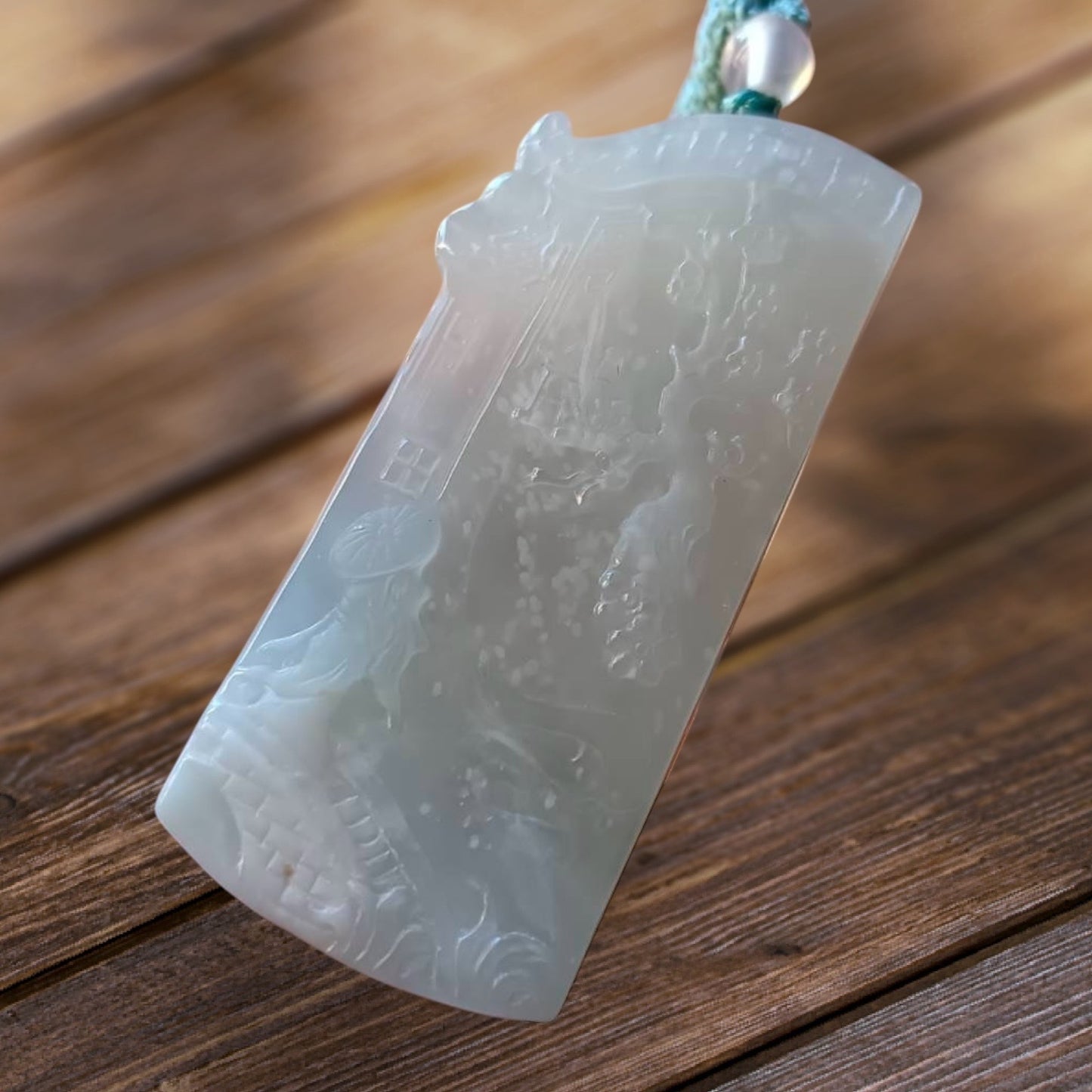#819 AGL Certified Natural Snowflake Cotton Moxisa White Burma Jadeite Pendant