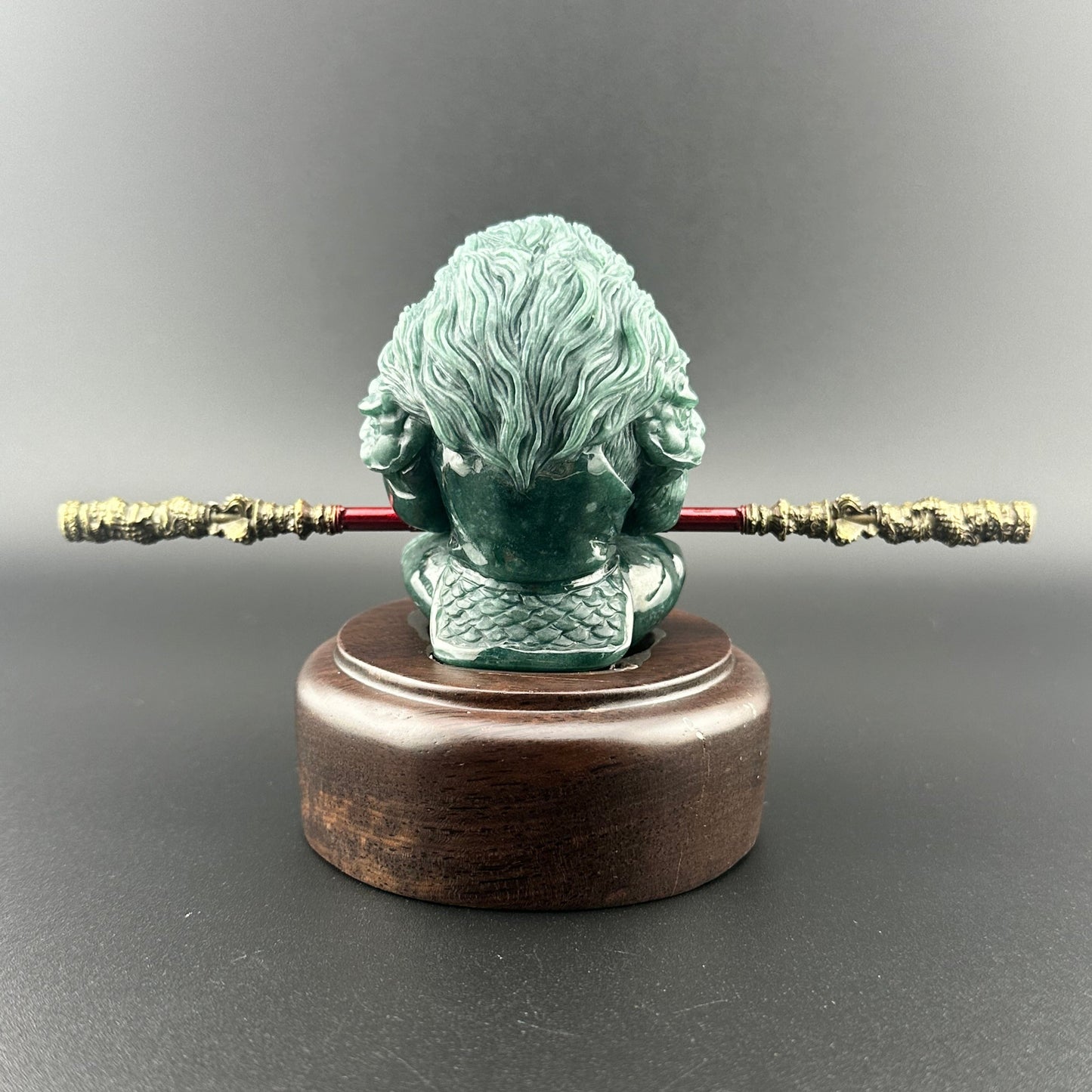 #928 Guatemala Jadeite Black Myth Wukong (Monkey King) Figurine/Sculpture
