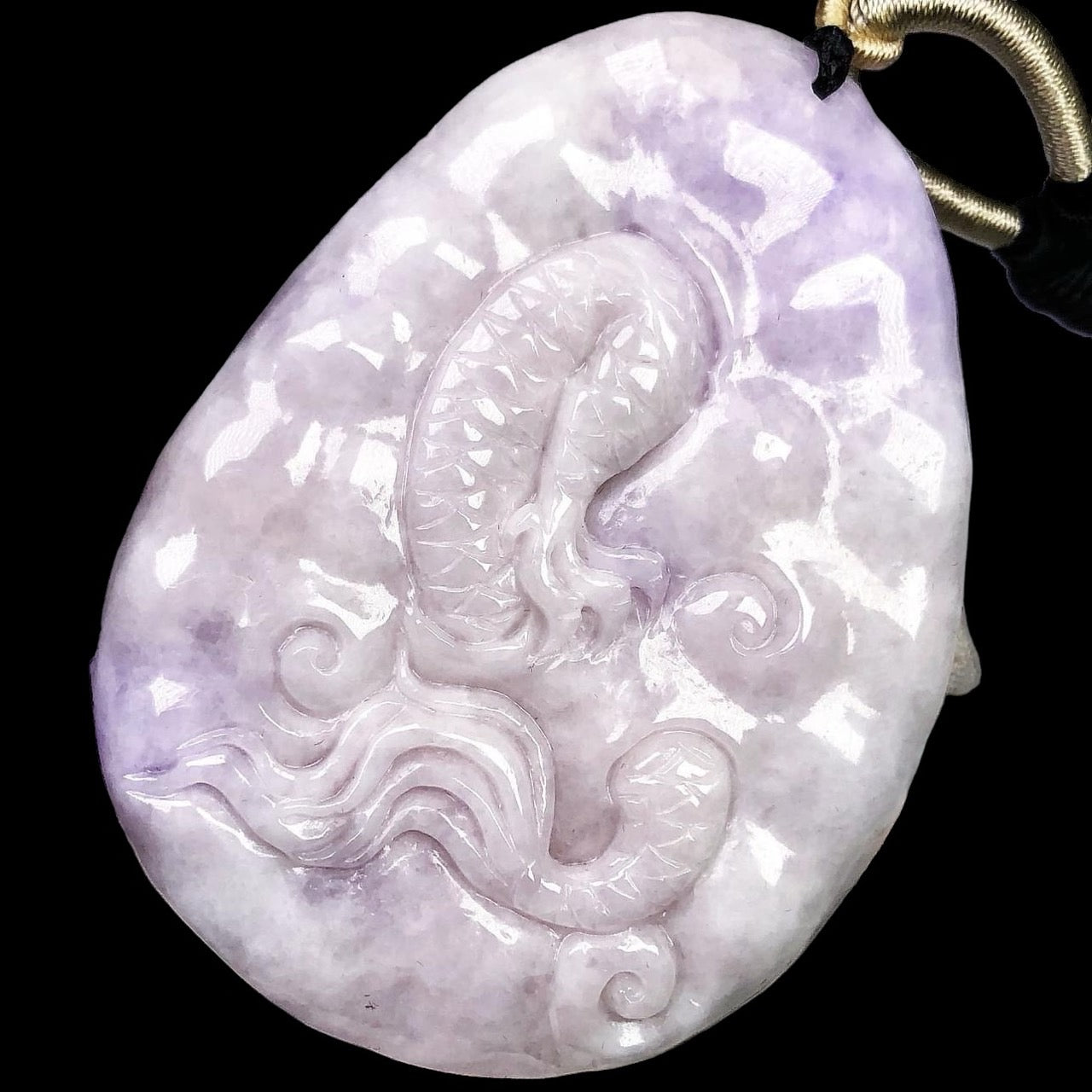 #615 Natural Lavender Burma Jadeite Dragon Pendant