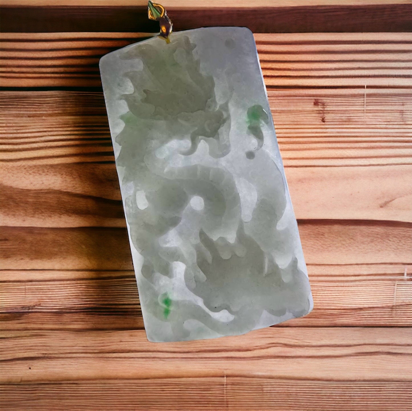 #2 Mason-Kay Certified Natural Burma Jadeite Jade Dragon Pendant
