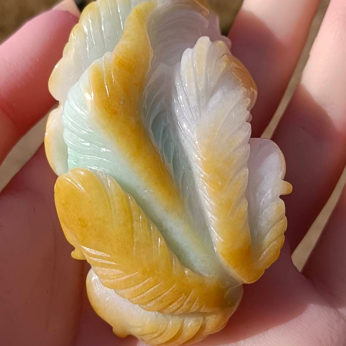 #81 Mason-Kay Certified Natural Jadeite Jade Tri-Color 9-Tailed Fox Pendant
