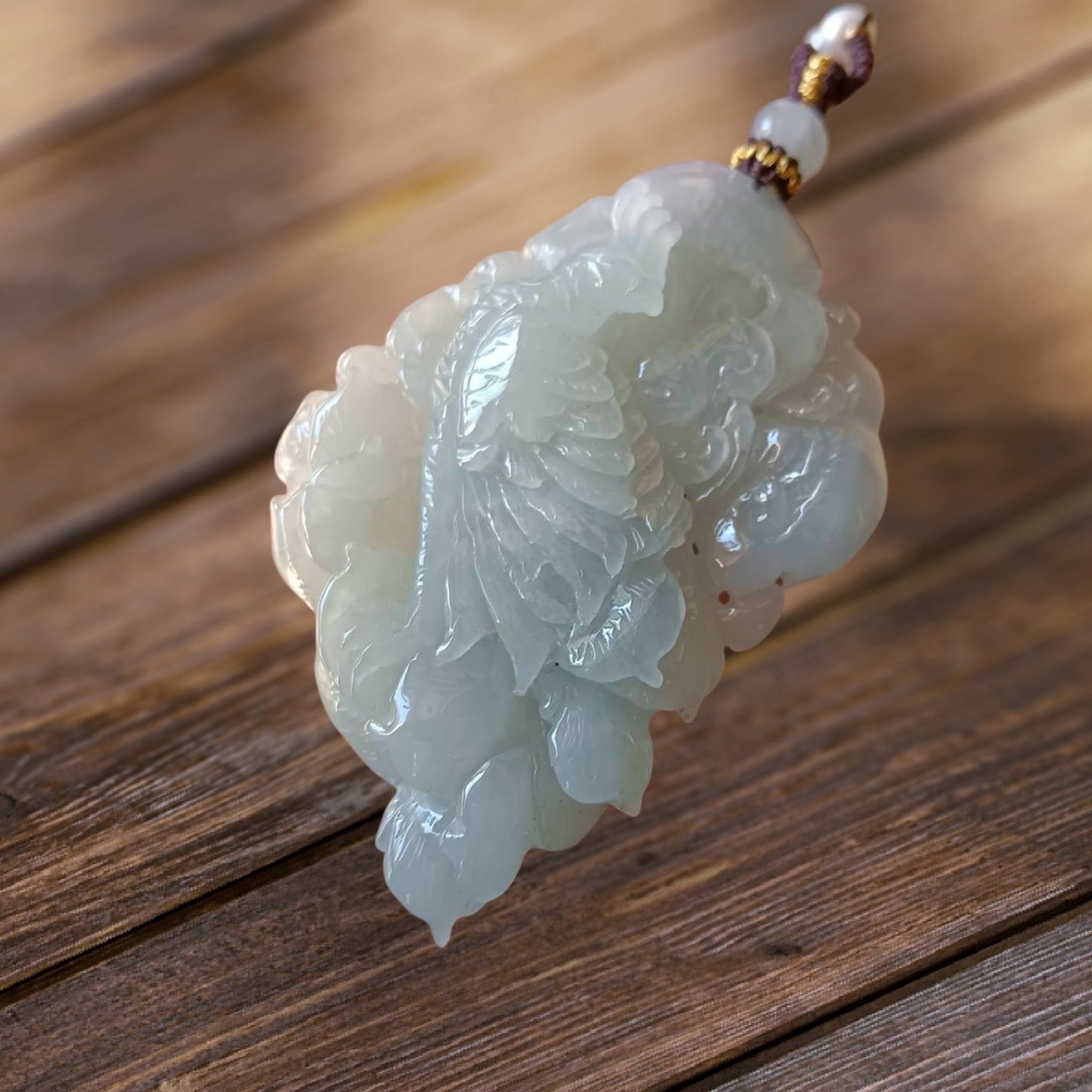 #570, AGL Certified Semi-Transparent Burma Jadeite Phoenix Pendant
