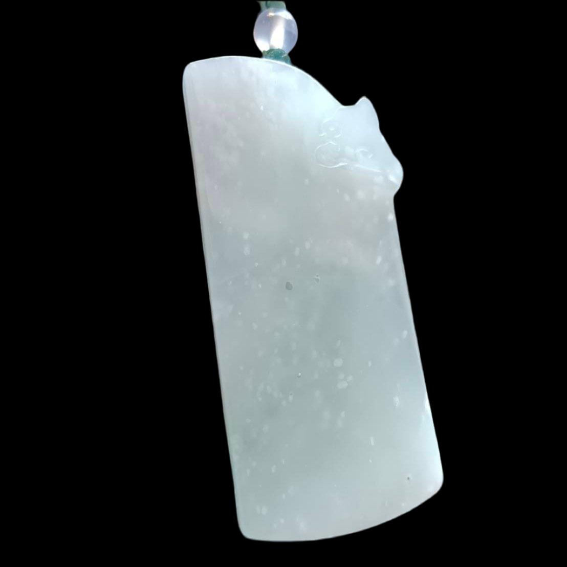 #819 AGL Certified Natural Snowflake Cotton Moxisa White Burma Jadeite Pendant