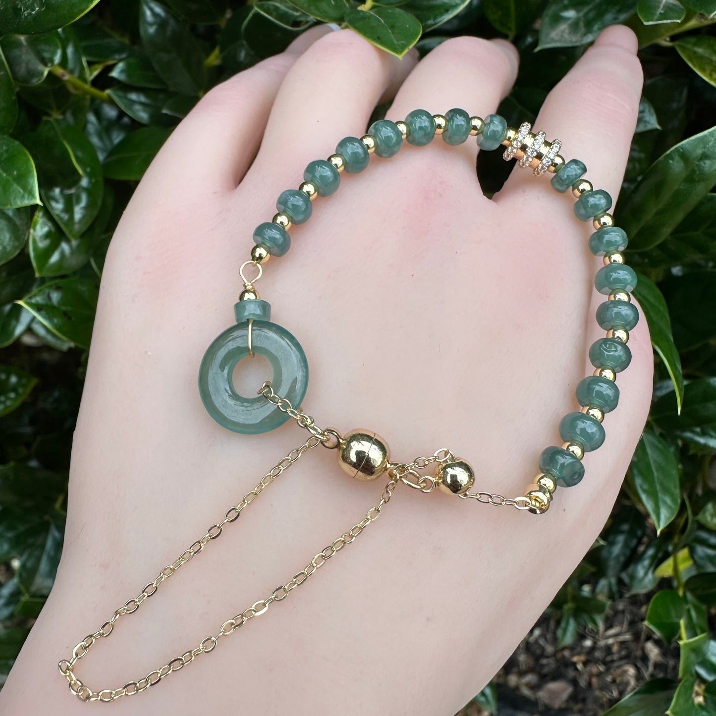 #99 Mason-Kay Certified Translucent Blue Water Guatemala Jadeite Jade Designer's Bead Bracelet