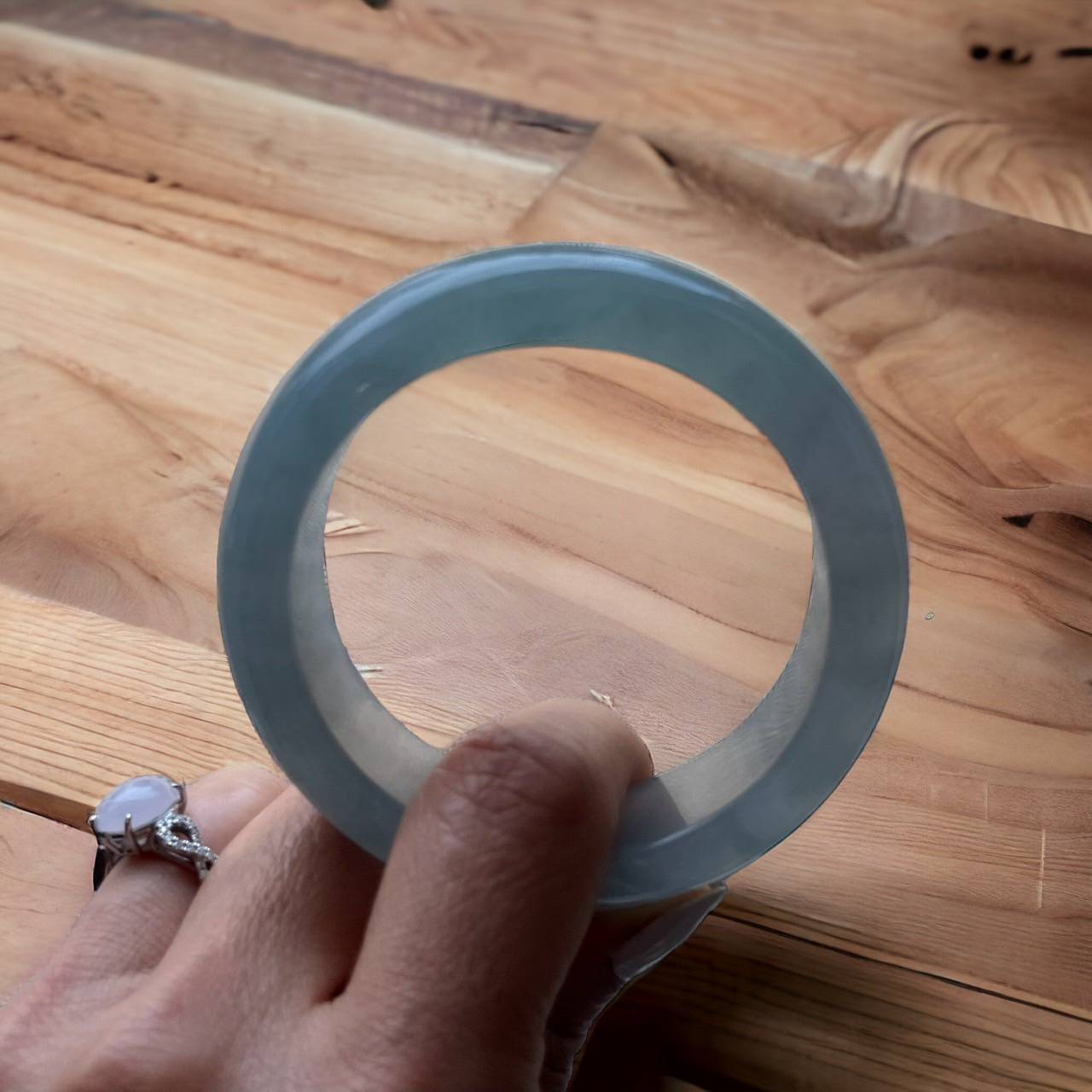#111 GIA-Certified Natural Icy Sky Blue Burma Jadeite Jade Bangle Bracelet (58.0*18.00*10.0 mm)