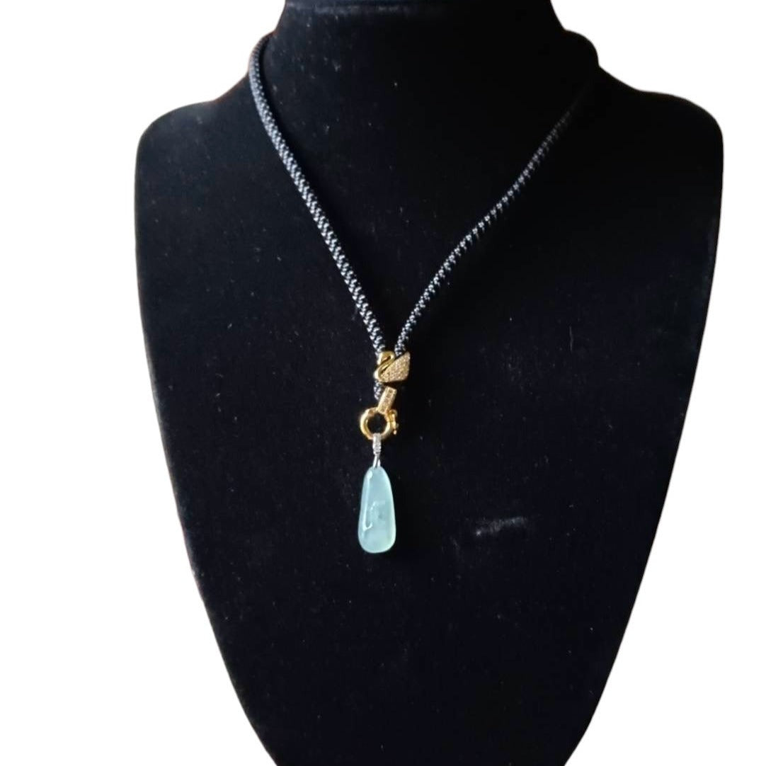 #216 GIA Certified Icy Blue Translucent Burma Jadeite Jade Enlightenment Pendant with 18K White Gold Bail