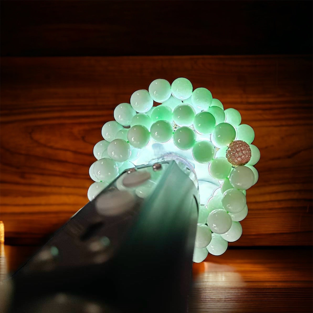 #685 Beautiful and Elegant Apple Green Burma Jadeite Jade Bead Necklace, 9.9 mm