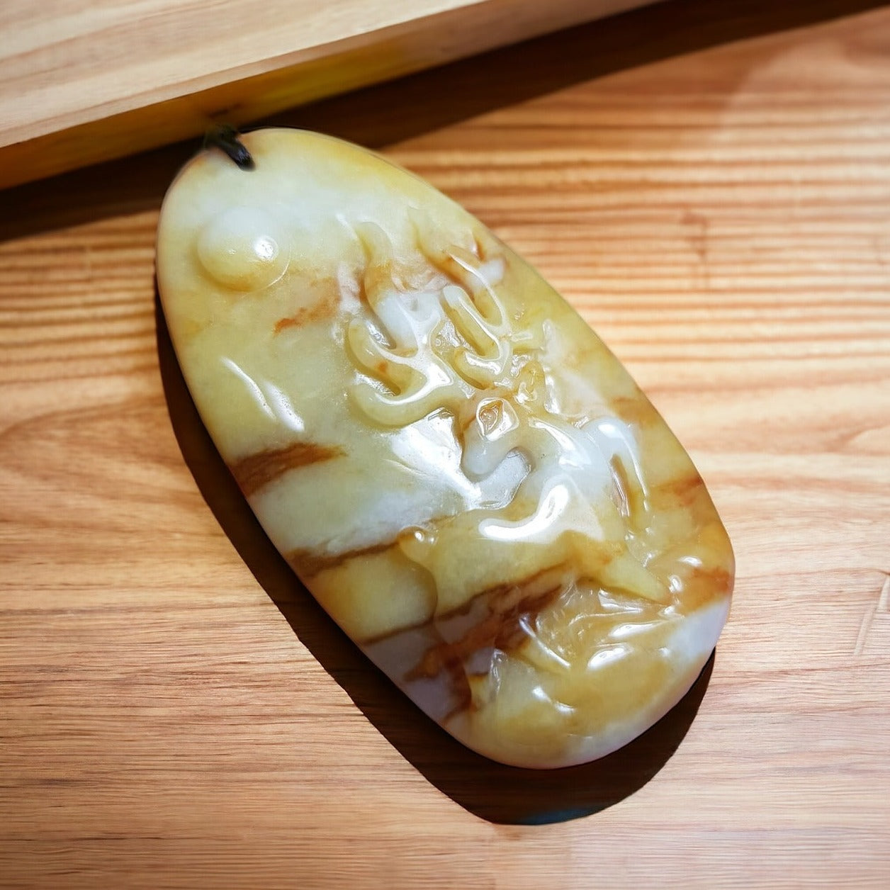 #137 Mason-Kay Certified Yellow/Red Natural Burma Jadeite Jade Sunset Deer 一路(鹿)有你