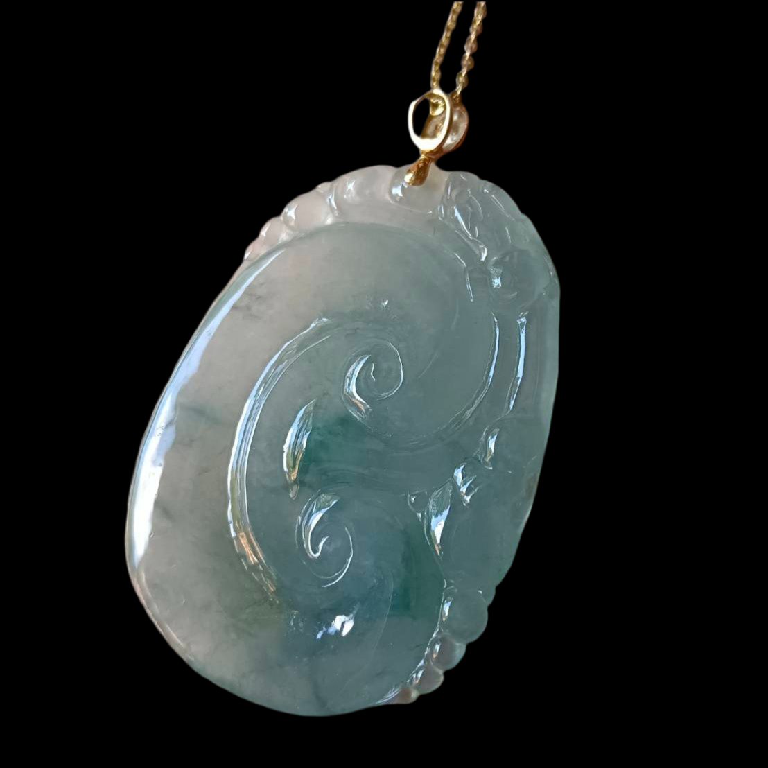 #821 AGL Certified Semi-Transparent Natural Burma Jadeite RuYi Pendant