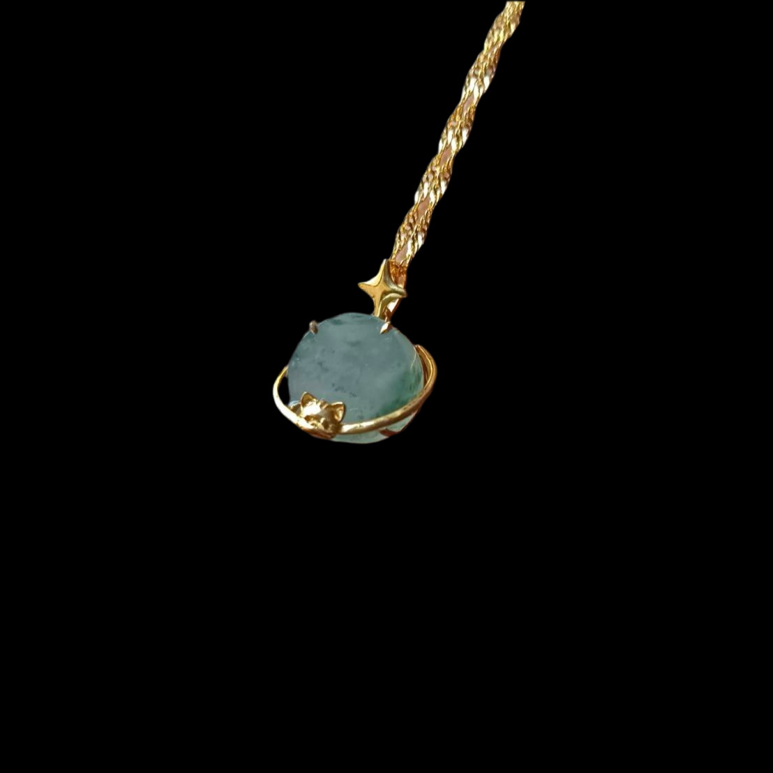 #824 AGL Certified Semi-Transparent Burma Jadeite Cat Peace Pendant (Wu Shi Pai)