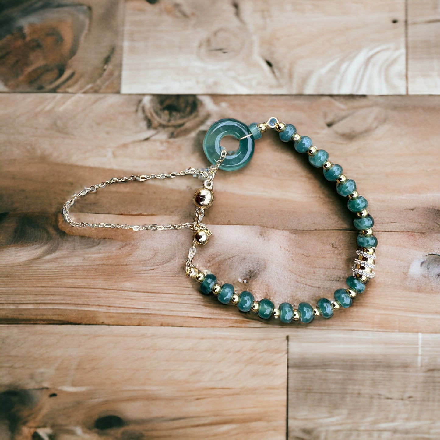 #99 Mason-Kay Certified Translucent Blue Water Guatemala Jadeite Jade Designer's Bead Bracelet