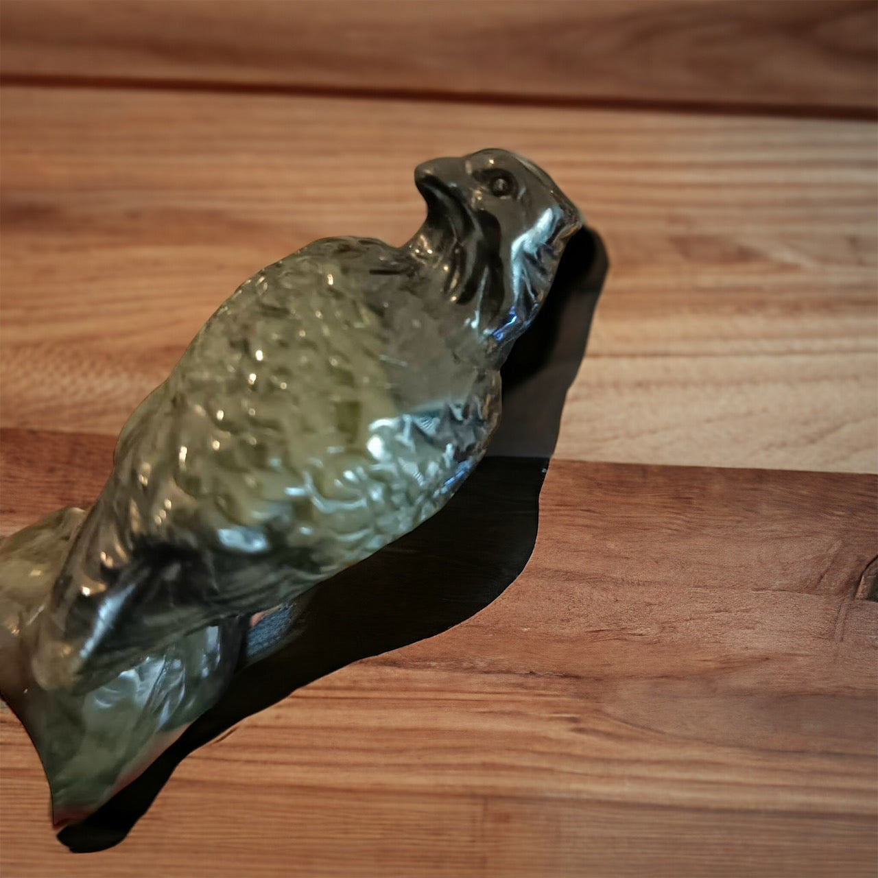 #58 Mason-Kay Certified Green and Black Burma Jadeite Jade Hawk Figurine