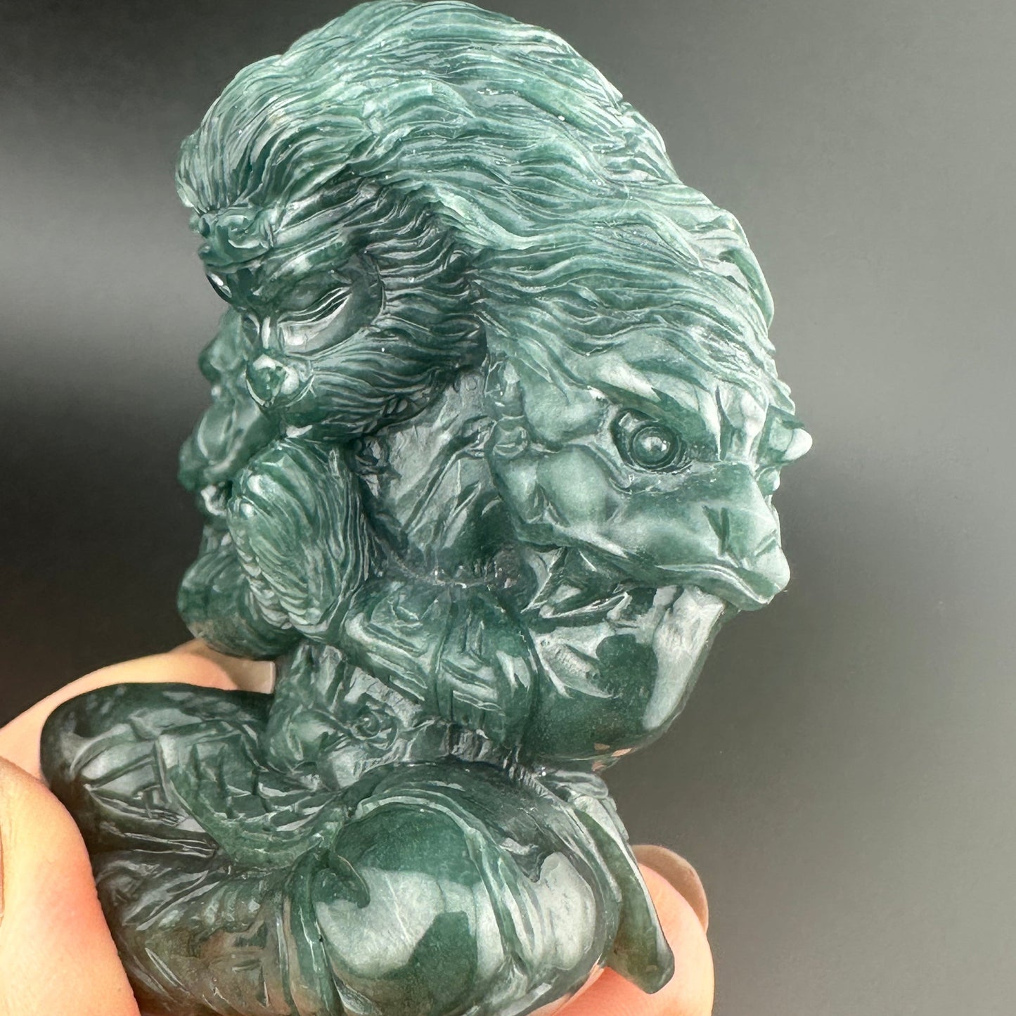 #928 Guatemala Jadeite Black Myth Wukong (Monkey King) Figurine/Sculpture