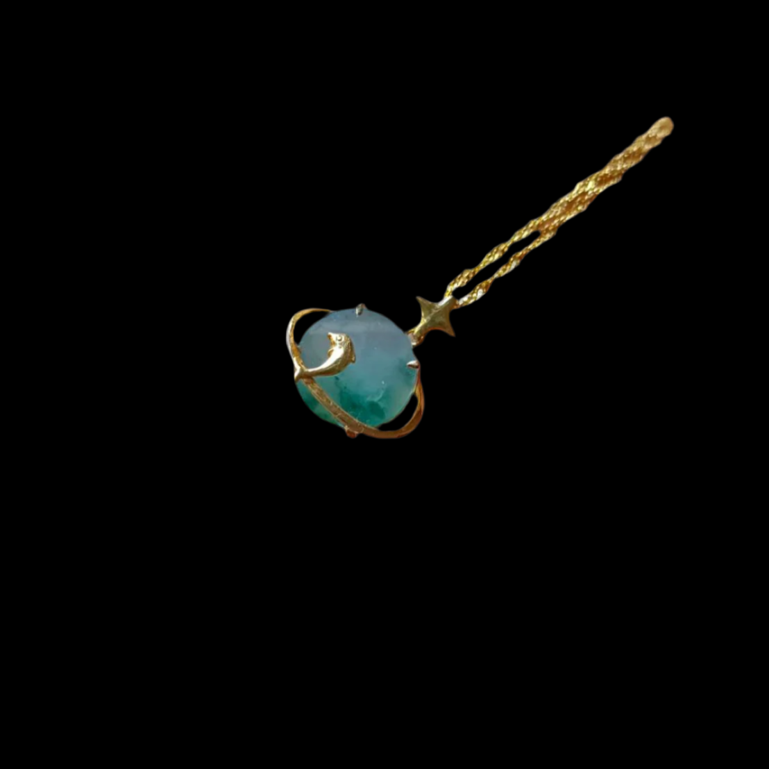#823 AGL Certified Semi-Transparent Burma Jadeite, Dolphin Peace Pendant (Wu Shi Pai)
