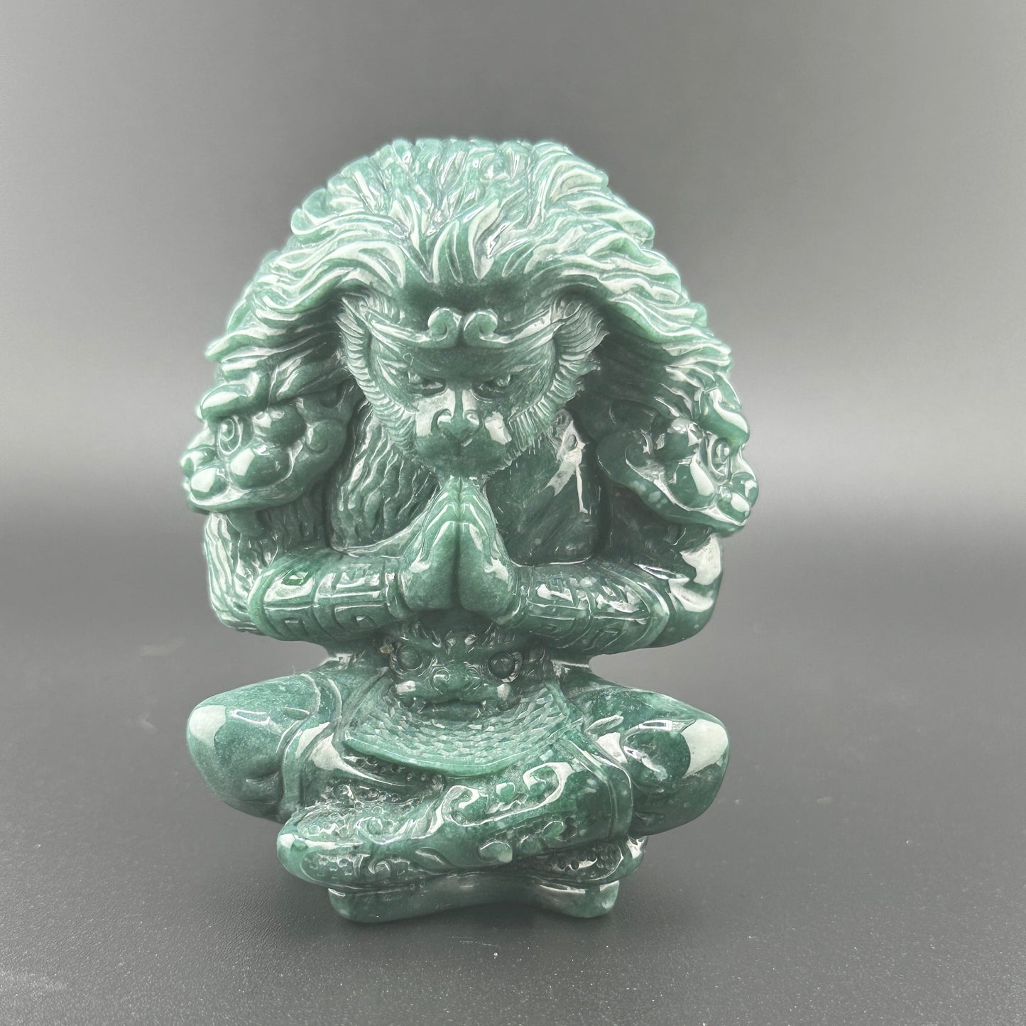 #838 Guatemala Jadeite Black Myth Wukong (Monkey King) Figurine/Sculpture