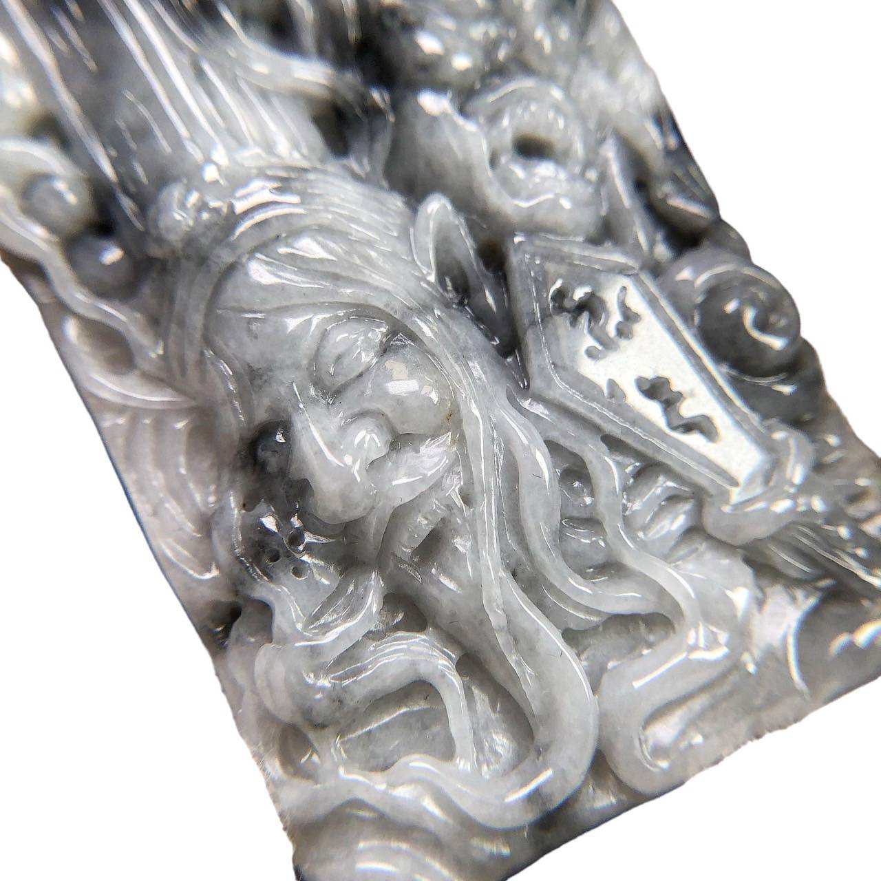 #753 Black and White Natural Translucent Burma Jadeite, Black and White Impermanence Pendant