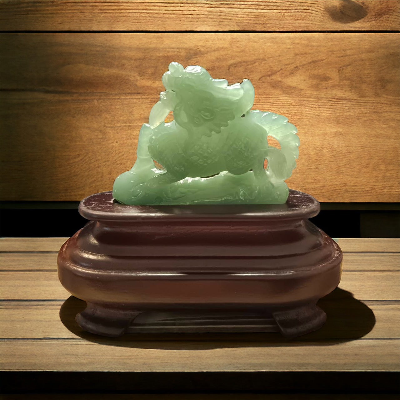 #100 GIA-Certified Natural Green Burmese Jadeite, Kirin Figurine