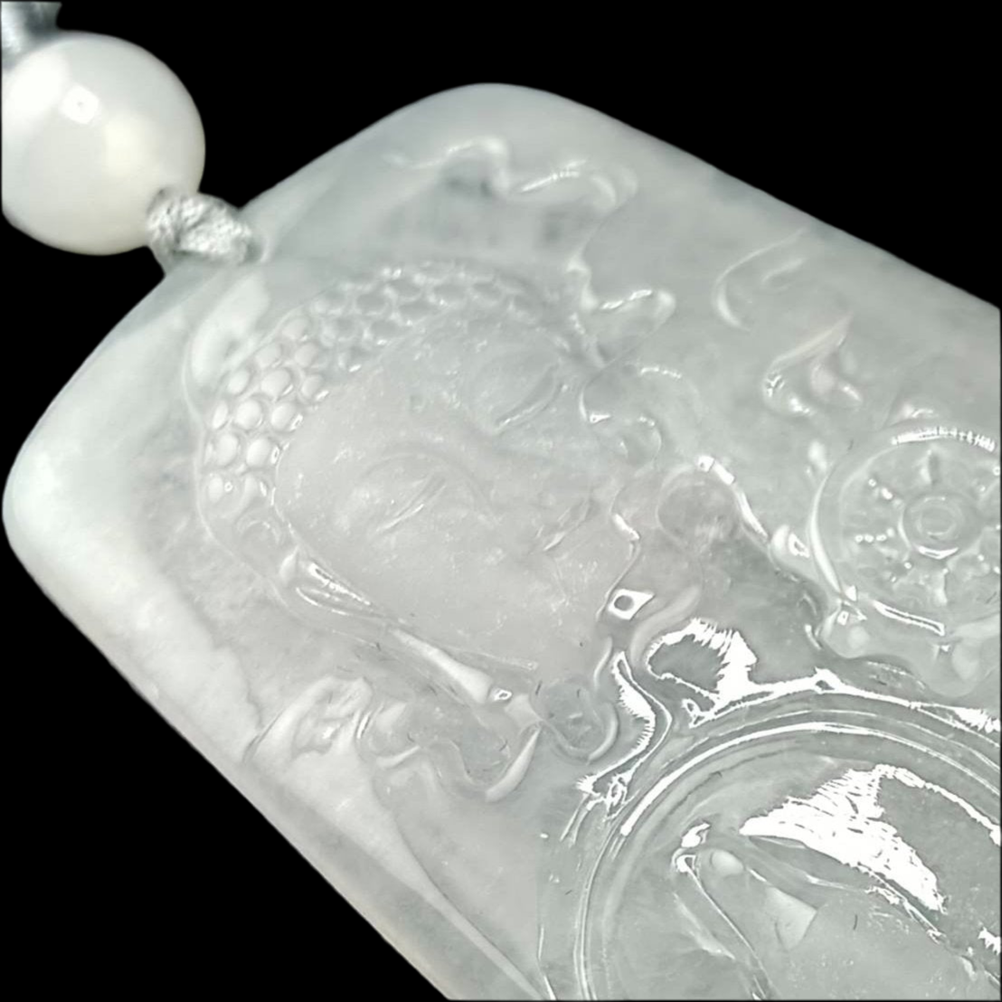 #680 AGL Certified Semi-Transparent Burma Jadeite, Enlighten Between Buddha and Devil Pendant
