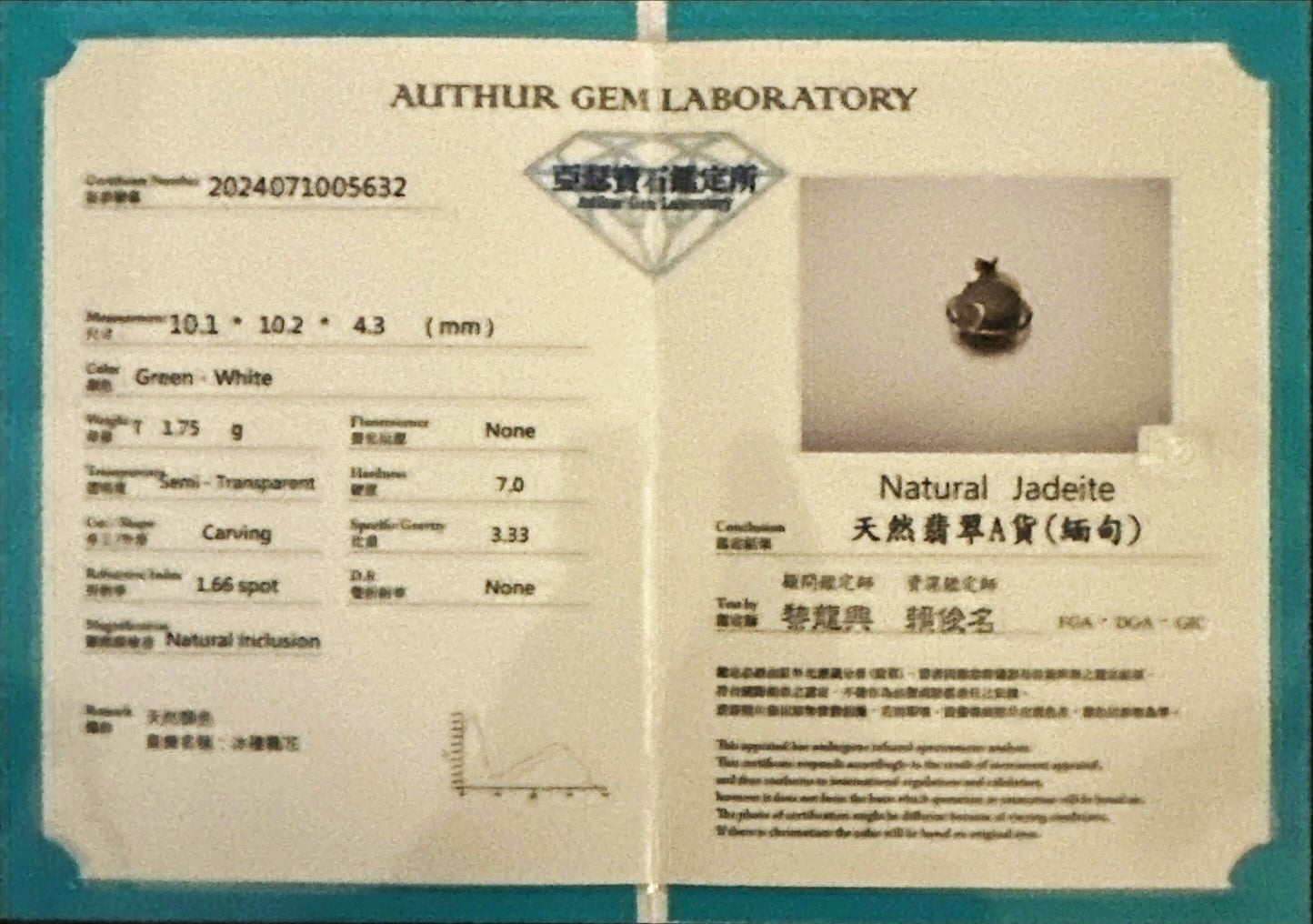 #823 AGL Certified Semi-Transparent Burma Jadeite, Dolphin Peace Pendant (Wu Shi Pai)