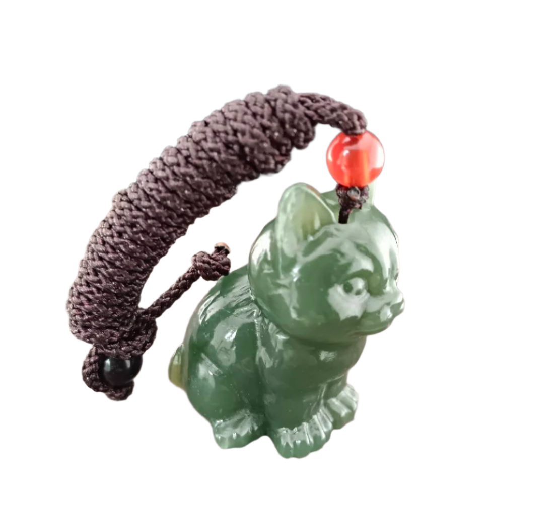 #1039 Natural Hetian Nephrite Cat Pendant