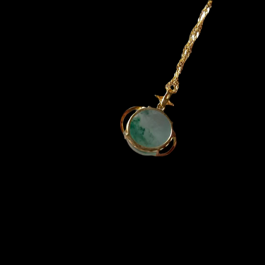 #823 AGL Certified Semi-Transparent Burma Jadeite, Dolphin Peace Pendant (Wu Shi Pai)