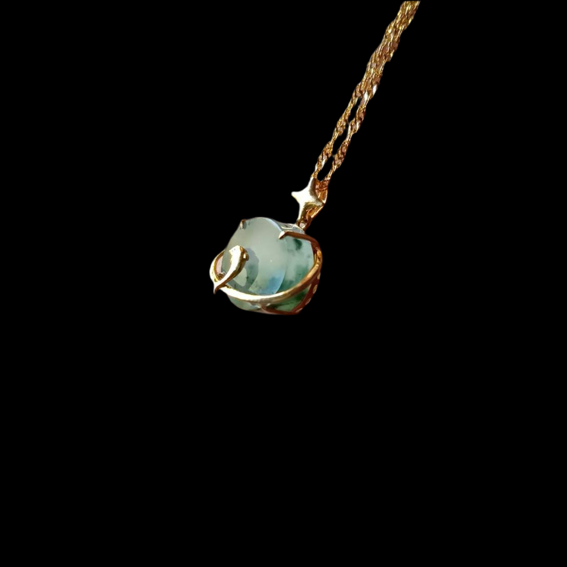 #823 AGL Certified Semi-Transparent Burma Jadeite, Dolphin Peace Pendant (Wu Shi Pai)