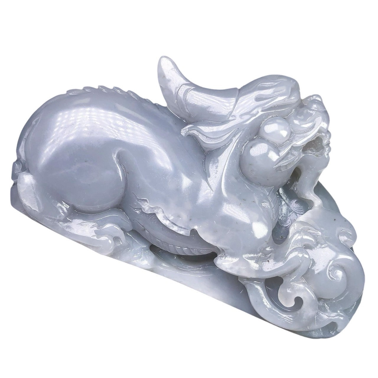 #102 Unique! GIA Certified Silver Purple Natural Nephrite Jade Pixiu Figurine