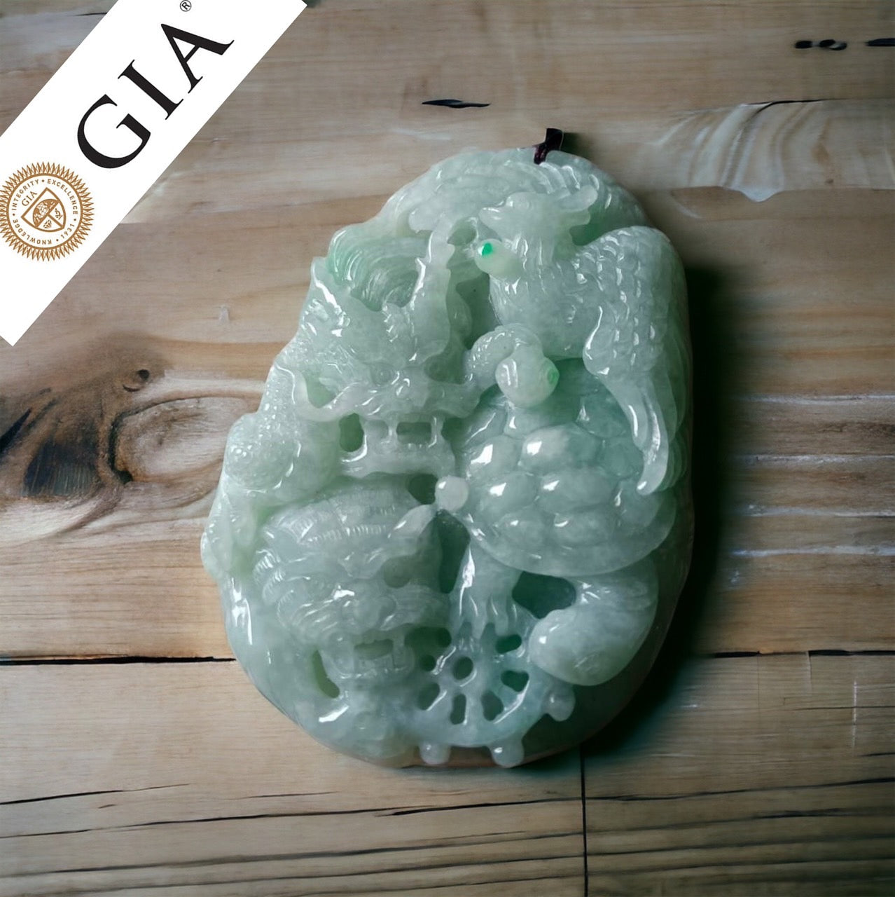 #133 GIA Certified Apple Green Burma Jadeite Jade Four Guardians Pendant