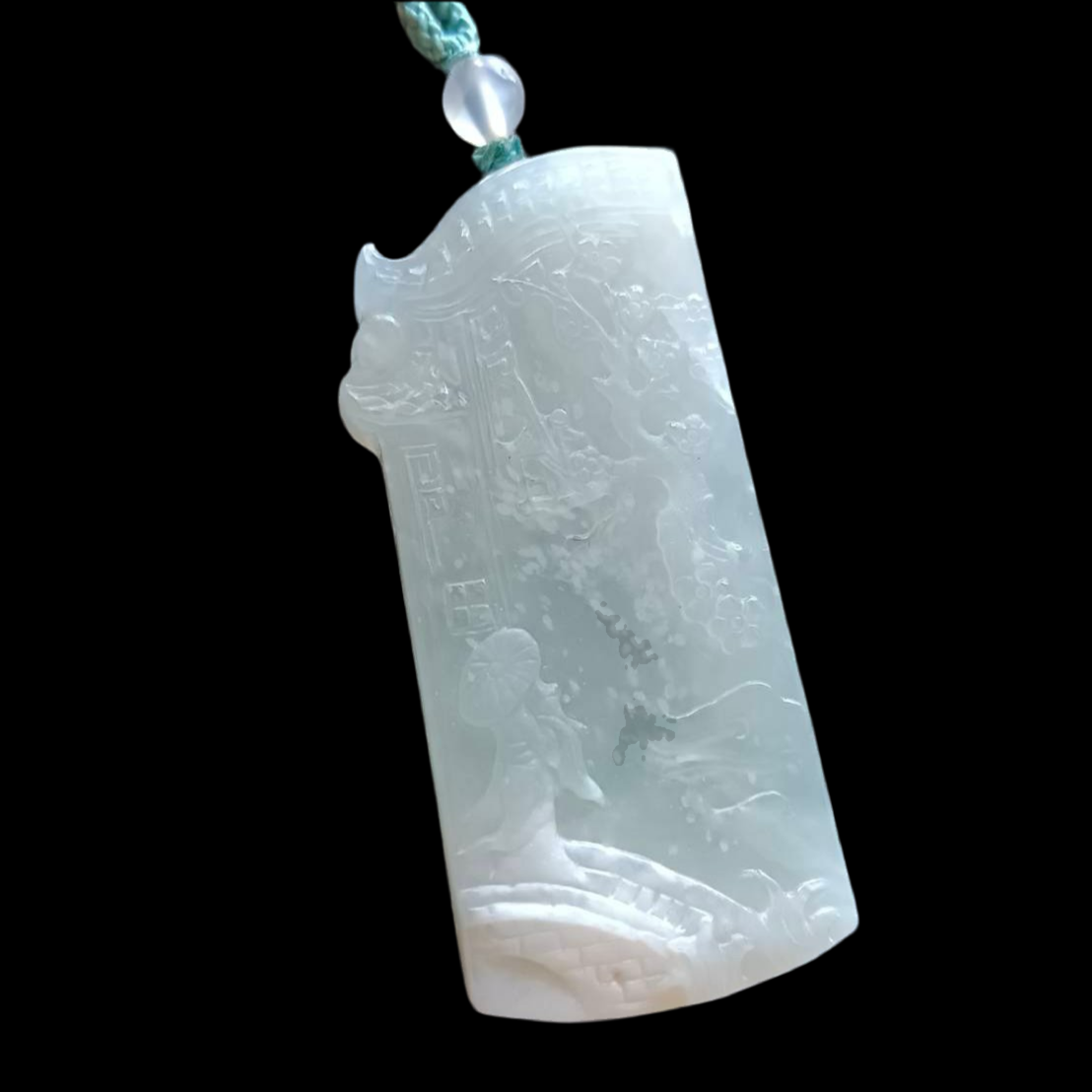 #819 AGL Certified Natural Snowflake Cotton Moxisa White Burma Jadeite Pendant