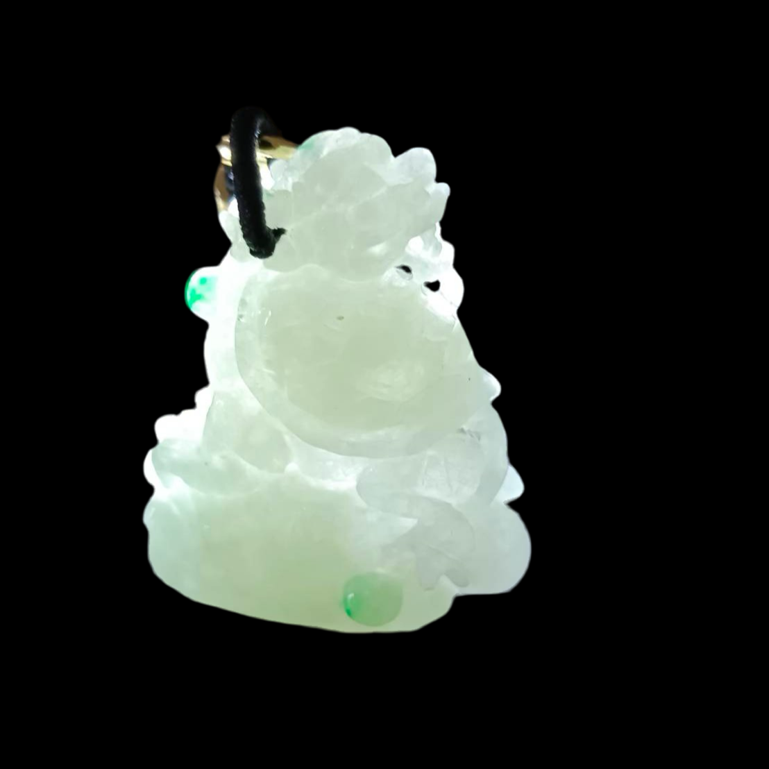 #798 AGL Certified Natural Light Yellow Burma Jadeite, Dragon Turtle Pendant