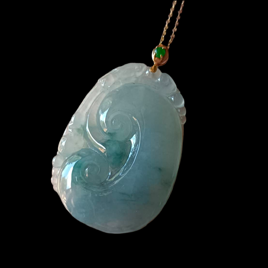 #821 AGL Certified Semi-Transparent Natural Burma Jadeite RuYi Pendant