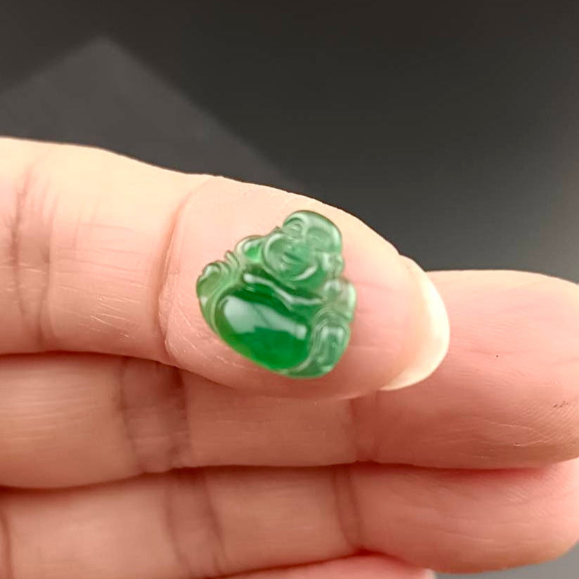 #1076 GIA Certified Type A Translucent Imperial Green Jadeite, Happy Buddha Cabochon