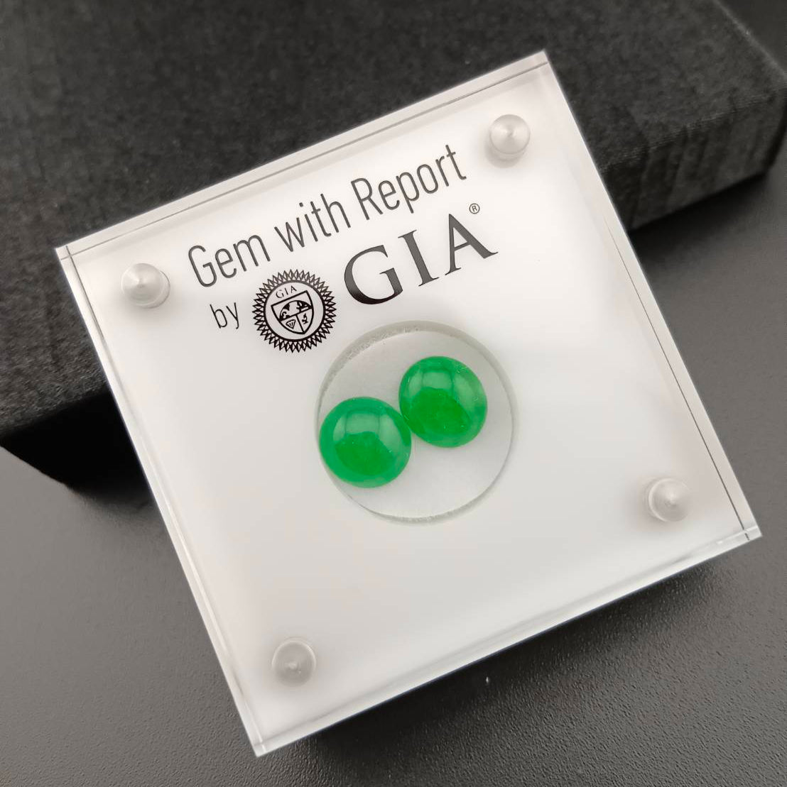 #105 GIA-Certified Icy Translucent Imperial Green Burma Jadeite Jade Cabochons for Customized Earrings or Rings