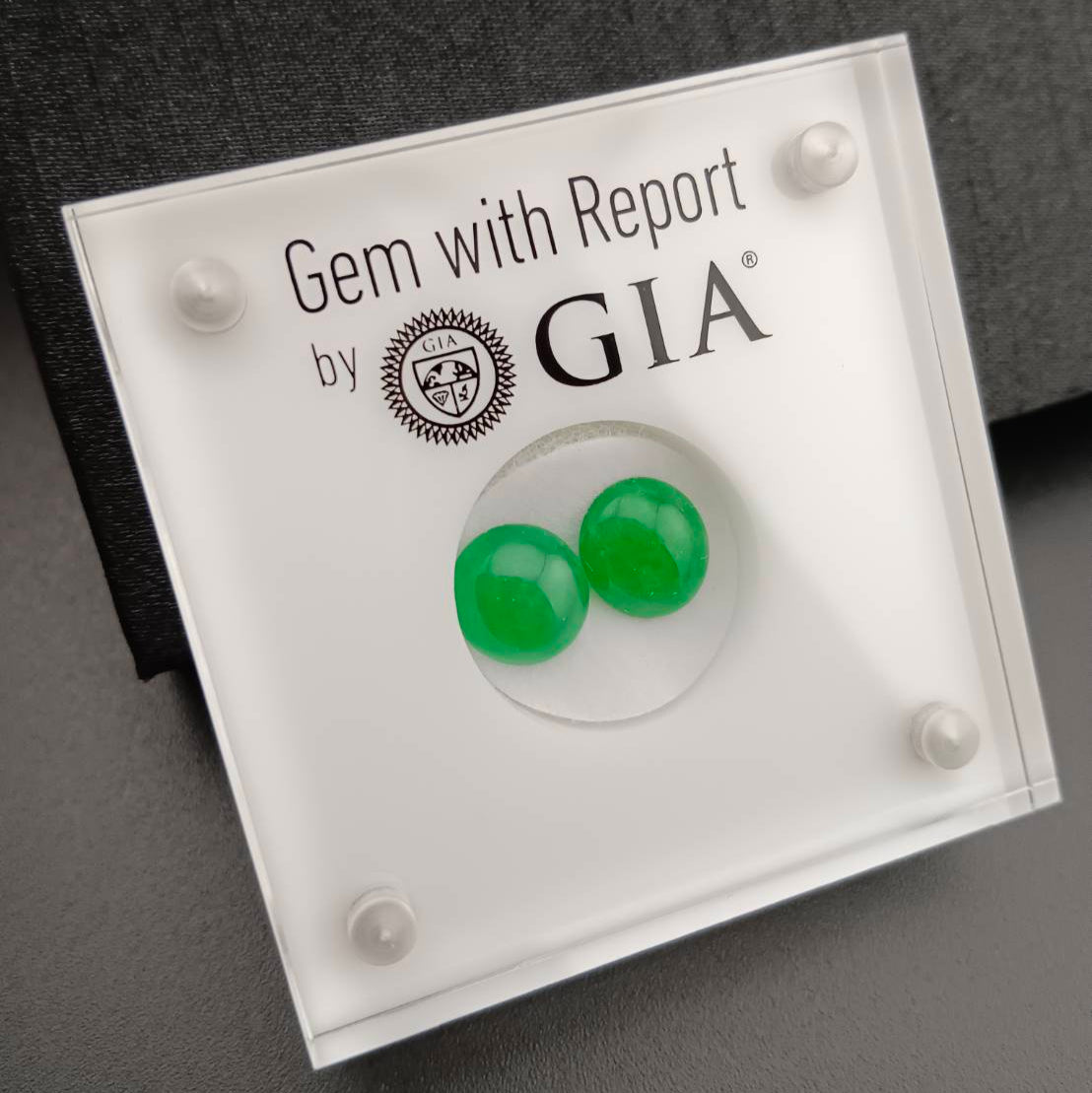 #105 GIA-Certified Icy Translucent Imperial Green Burma Jadeite Jade Cabochons for Customized Earrings or Rings
