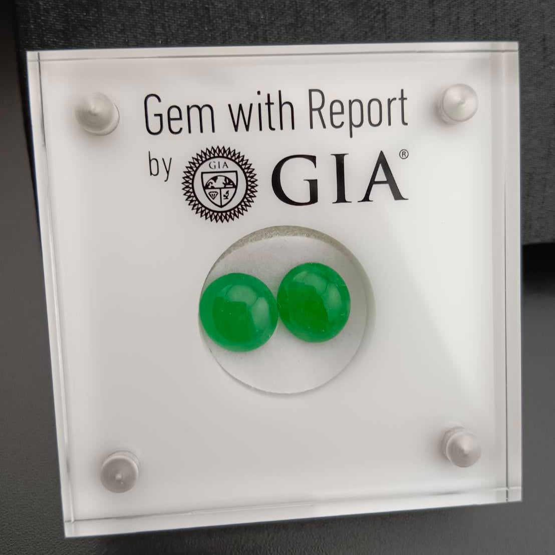 #105 GIA-Certified Icy Translucent Imperial Green Burma Jadeite Jade Cabochons for Customized Earrings or Rings