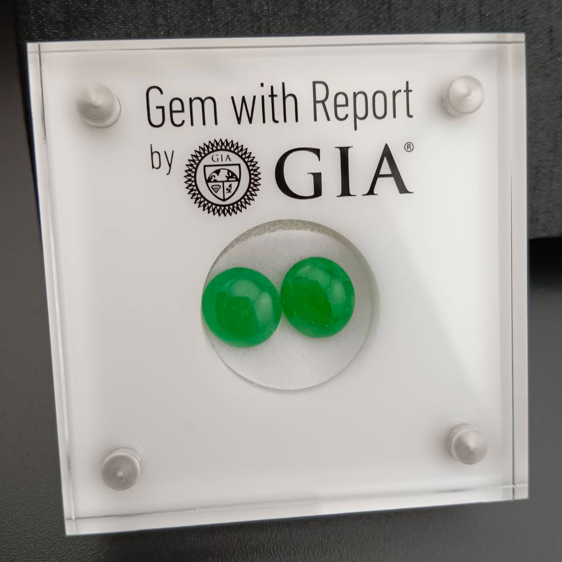 #105 GIA-Certified Icy Translucent Imperial Green Burma Jadeite Jade Cabochons for Customized Earrings or Rings