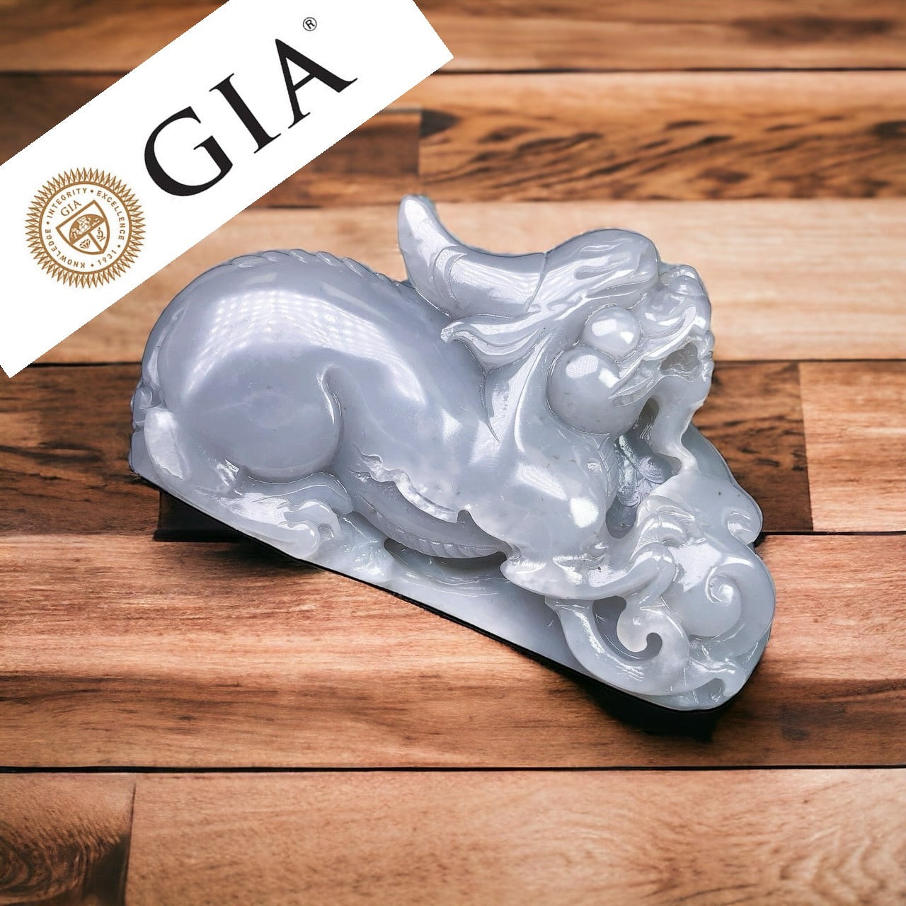 #102 Unique! GIA Certified Silver Purple Natural Nephrite Jade Pixiu Figurine