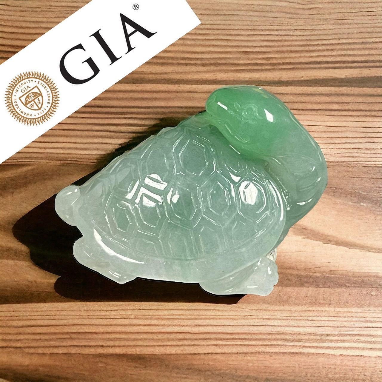 #26 GIA Certified Splash Emerald Green Natural Burma Jadeite Jade Figurine