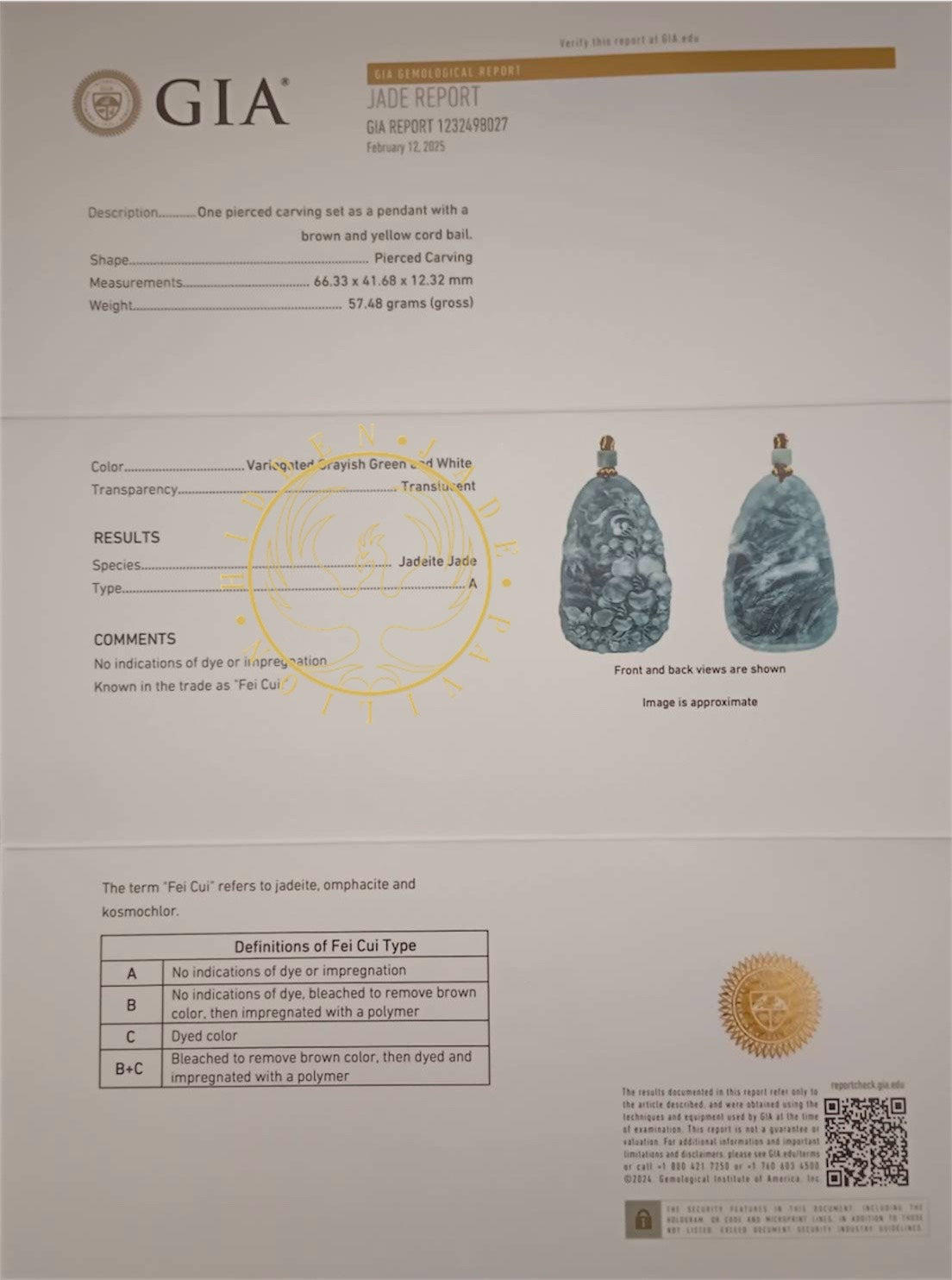 #1030 GIA Certified Type A Jadeite Flowers Pendant