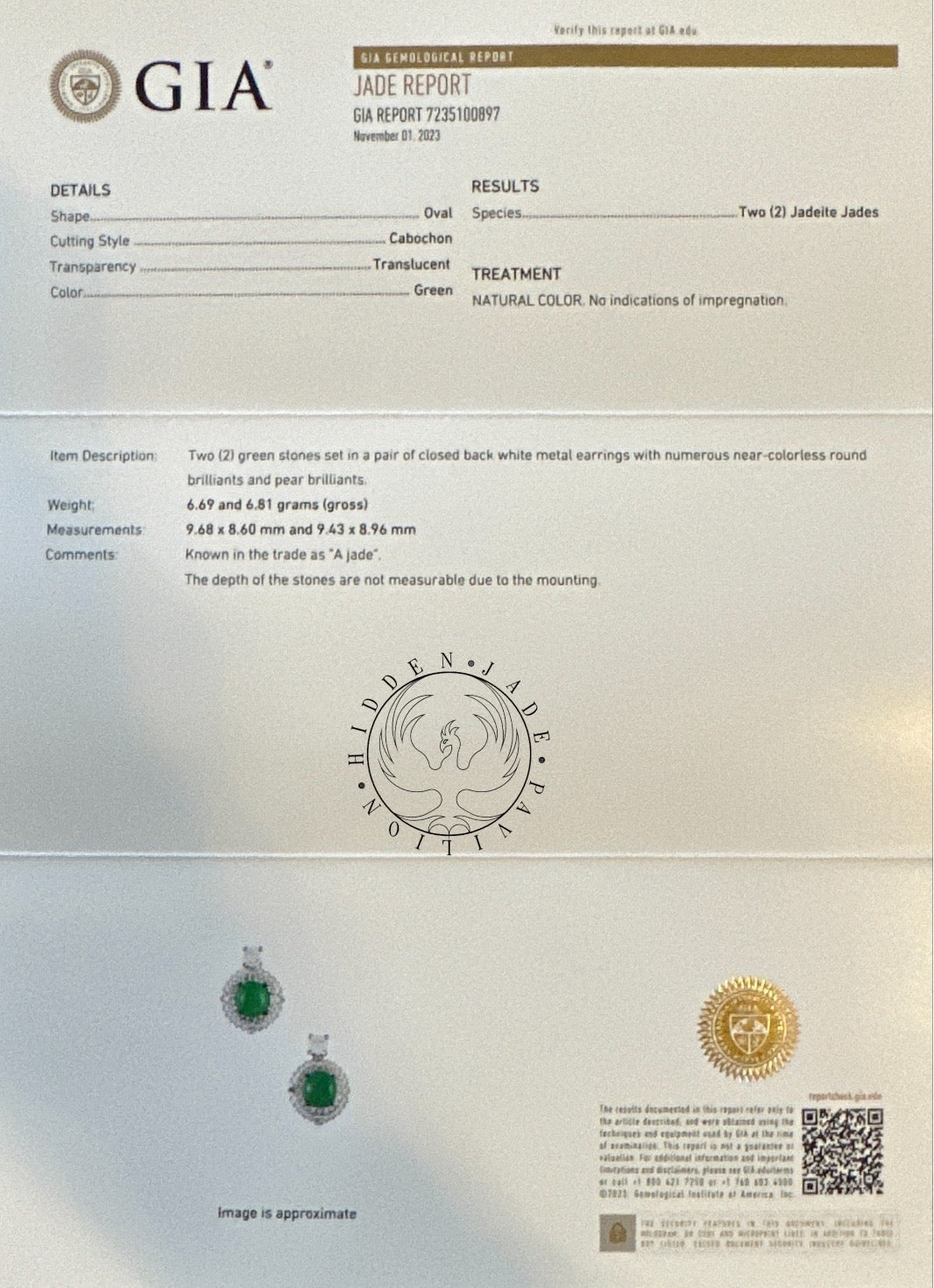 #105 GIA-Certified Icy Translucent Imperial Green Burma Jadeite Jade Cabochons for Customized Earrings or Rings