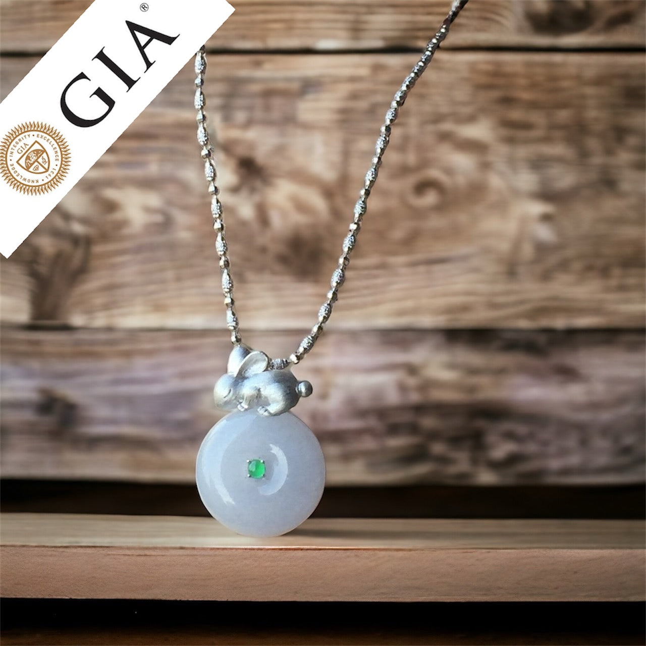 #757 GIA Certified Natural Lavender Burma Jadeite Thick Ping-An-Kou / Donut Pendant