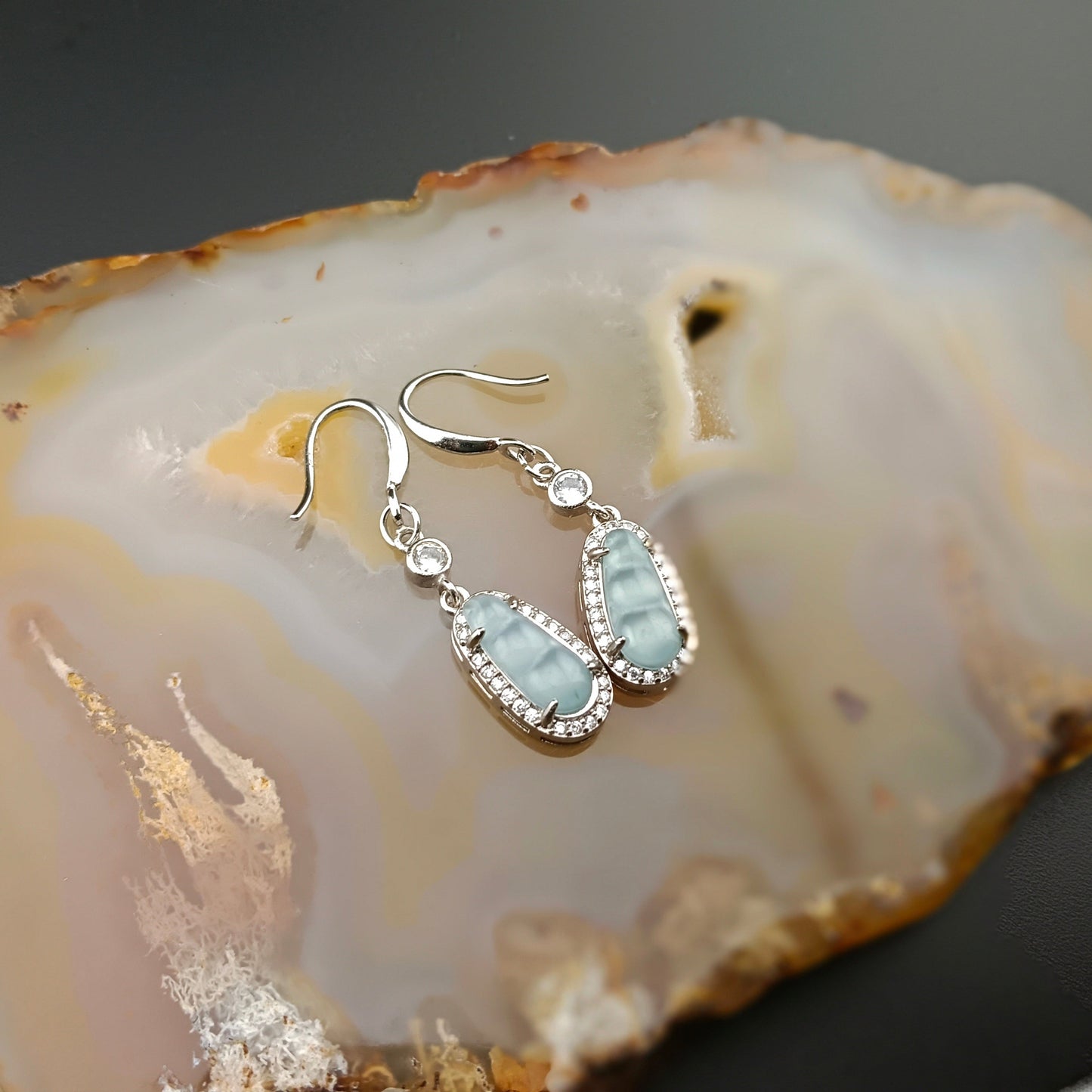 #961 Type A Natural Jadeite, Sterling Silver 925 Fu-Do (Peas) Earrings 🌿