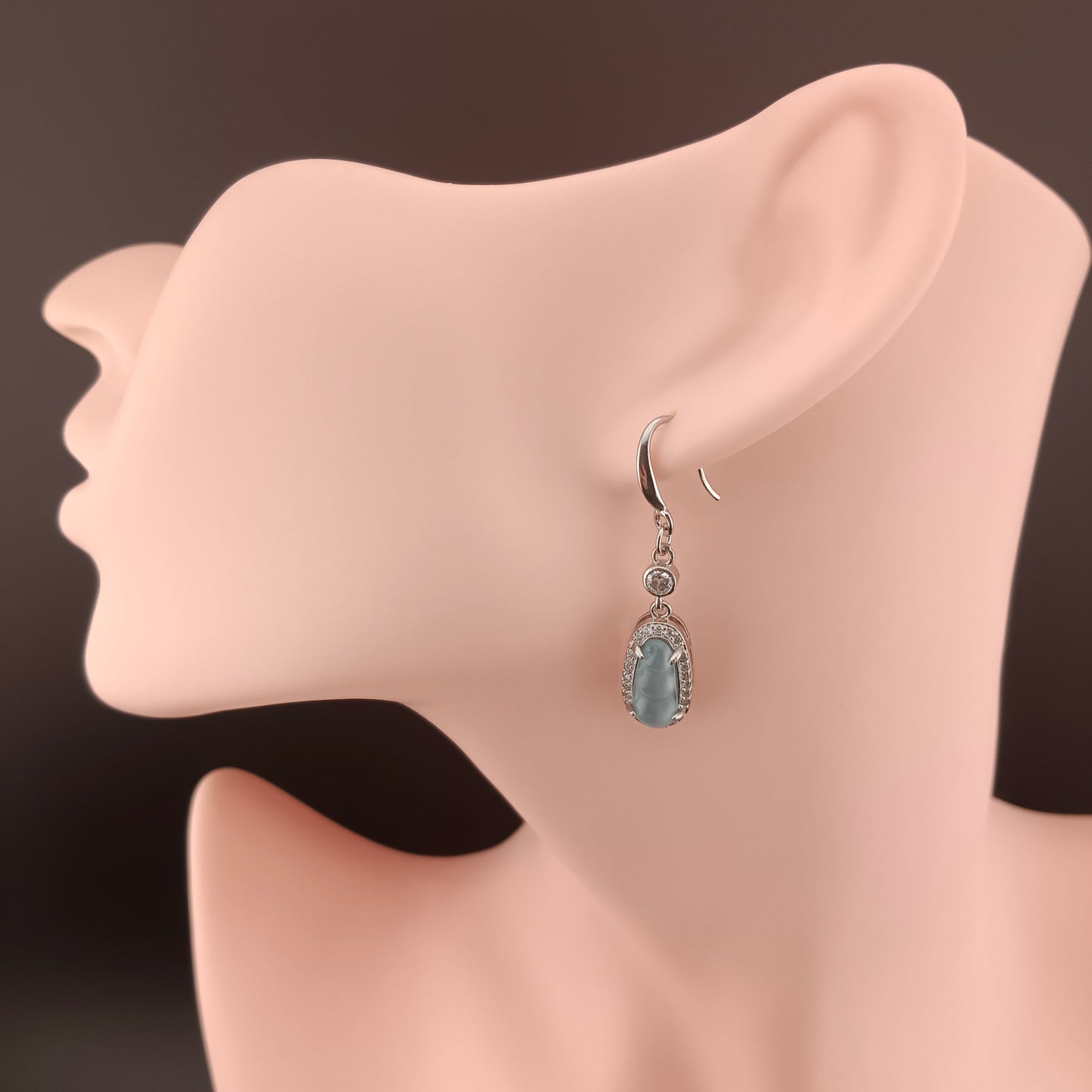 #961 Type A Natural Jadeite, Sterling Silver 925 Fu-Do (Peas) Earrings 🌿