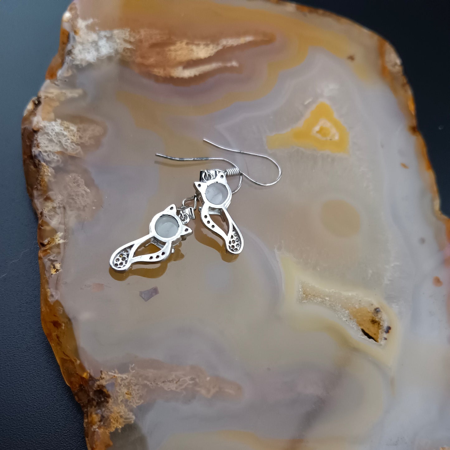 #962 Type A Natural Jadeite, Sterling Silver 925 Dainty Cat Jewel Earrings 🐾