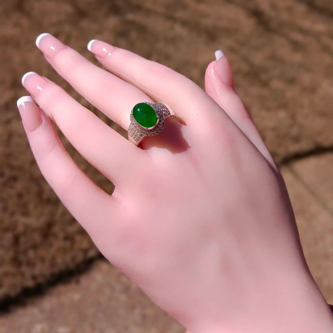 #103 GIA-Certified Icy Translucent Imperial Green Burma Jadeite Cabochons for Custom Ring