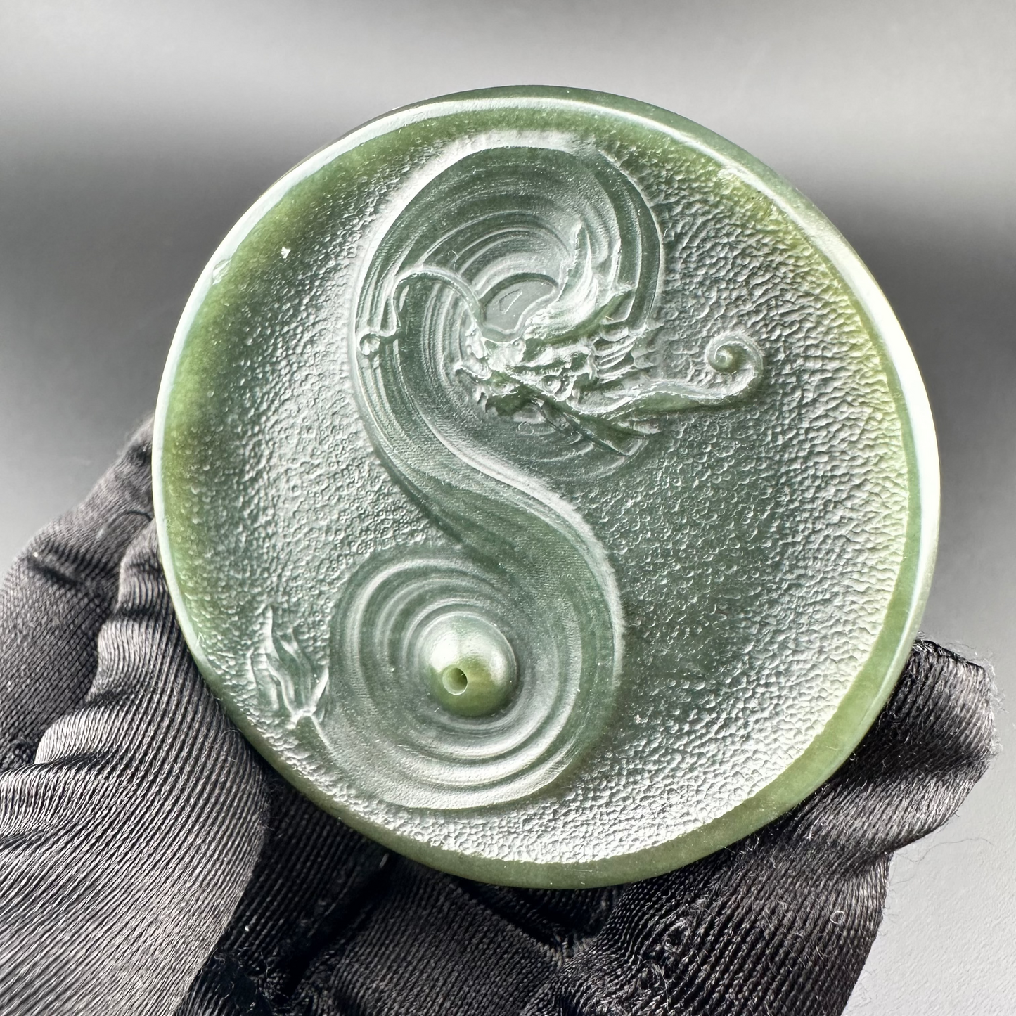 #1058 Natural Hetian Nephrite, Dragon Incense Holder