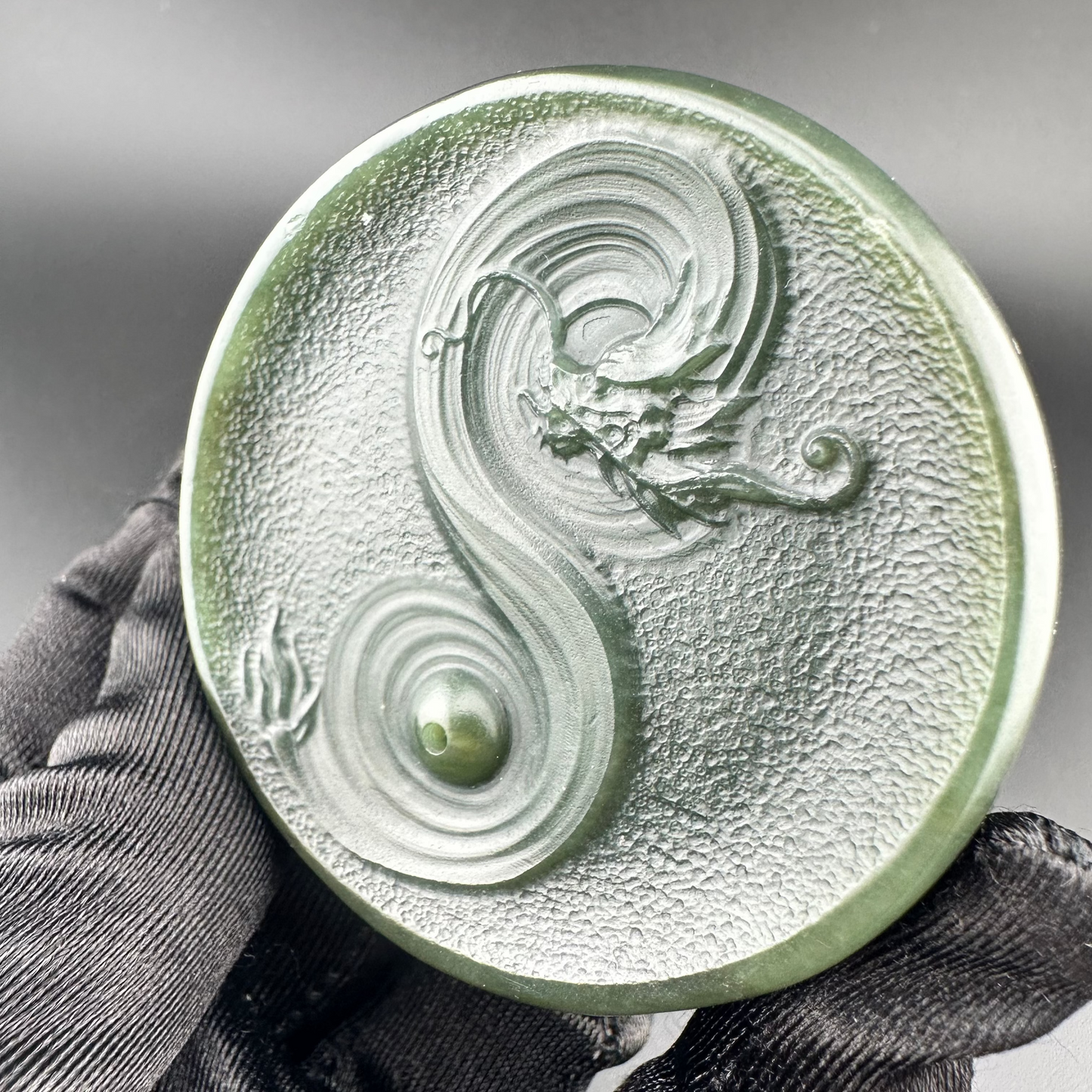#1058 Natural Hetian Nephrite, Dragon Incense Holder