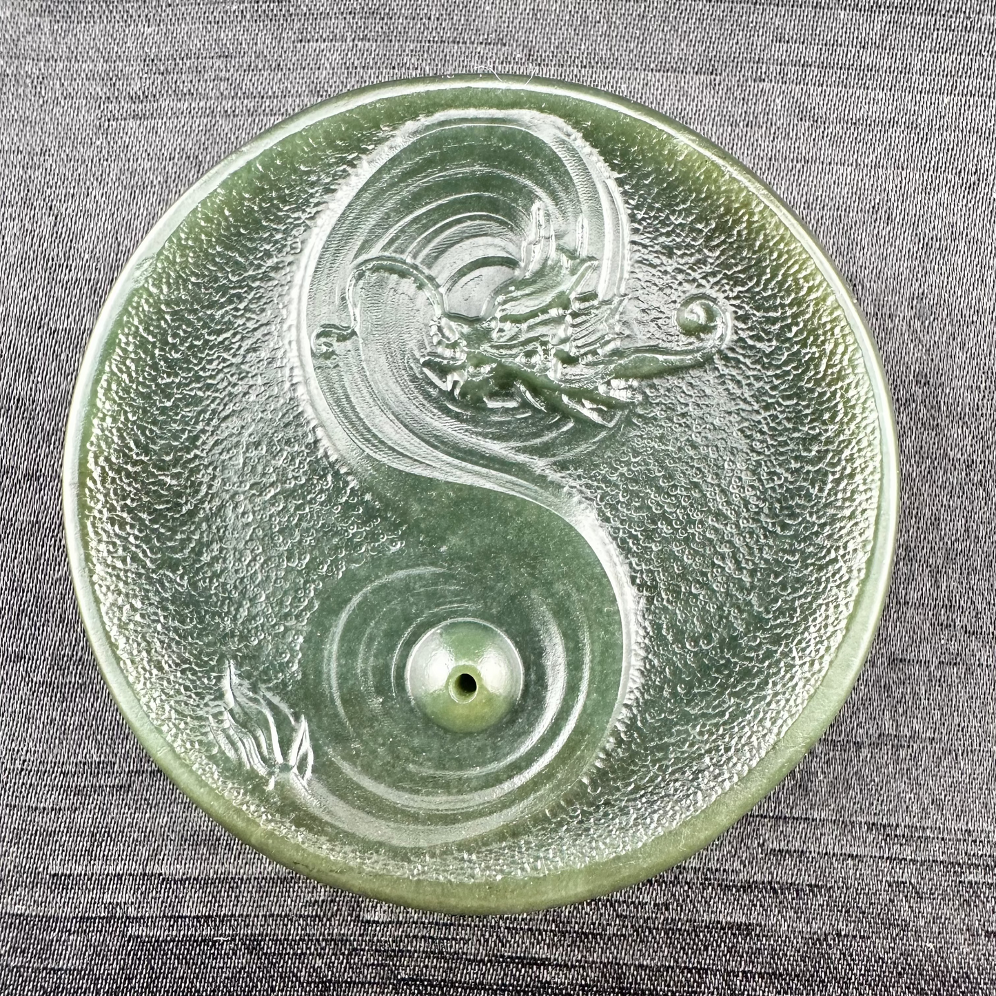 #1058 Natural Hetian Nephrite, Dragon Incense Holder